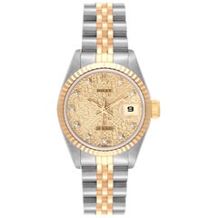 Rolex Datejust Anniversary Diamond Dial Steel Yellow Gold Ladies Watch 69173