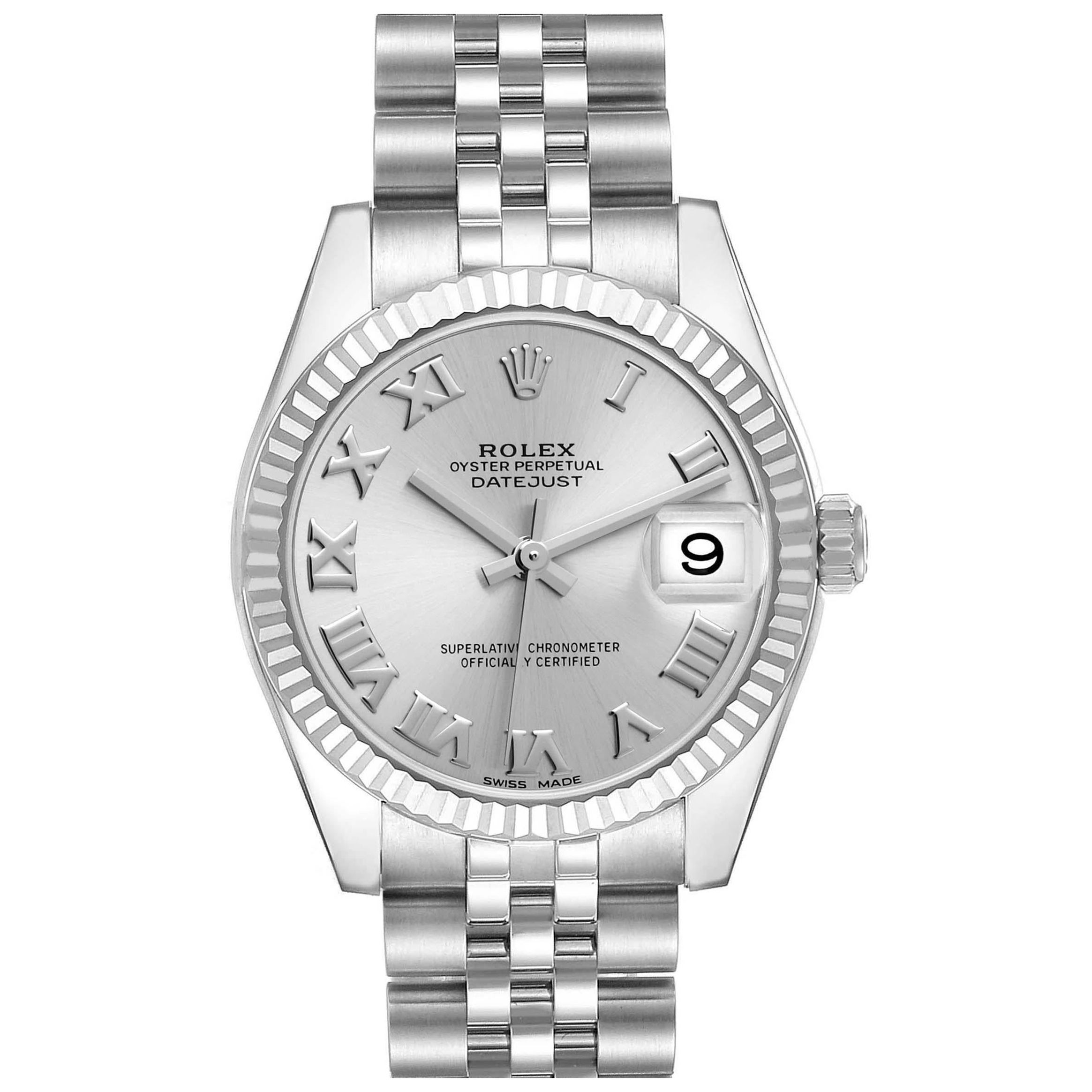 Rolex Datejust Midsize 31 Steel White Gold Ladies Watch 178274 Box Card