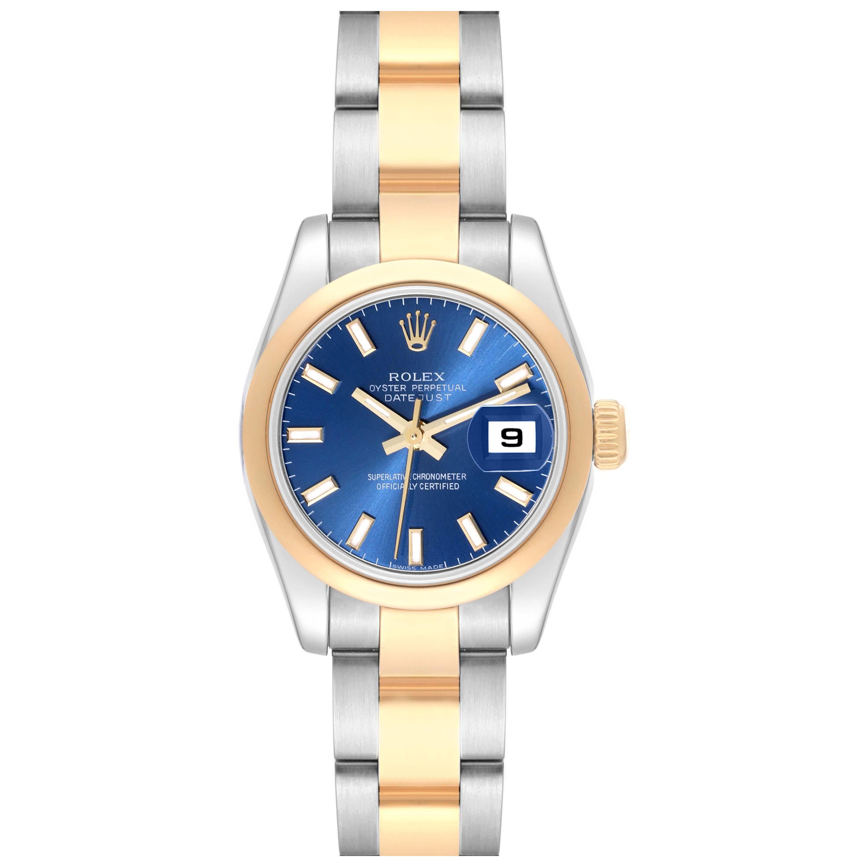 Rolex Datejust Ladies Steel Yellow Gold Blue Dial Watch 179163 For Sale
