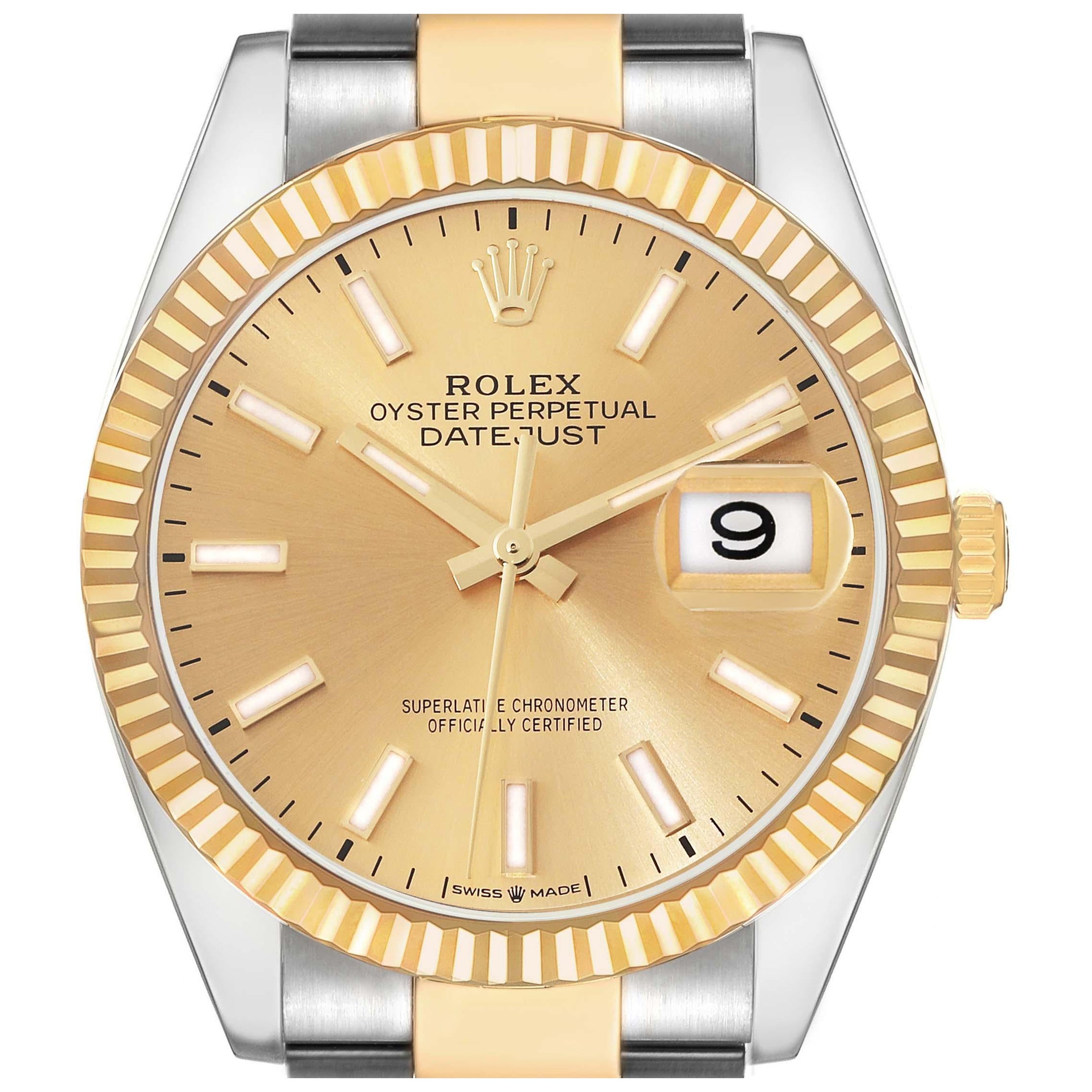 Rolex Datejust Steel Yellow Gold Champagne Dial Mens Watch 126233 Box Card