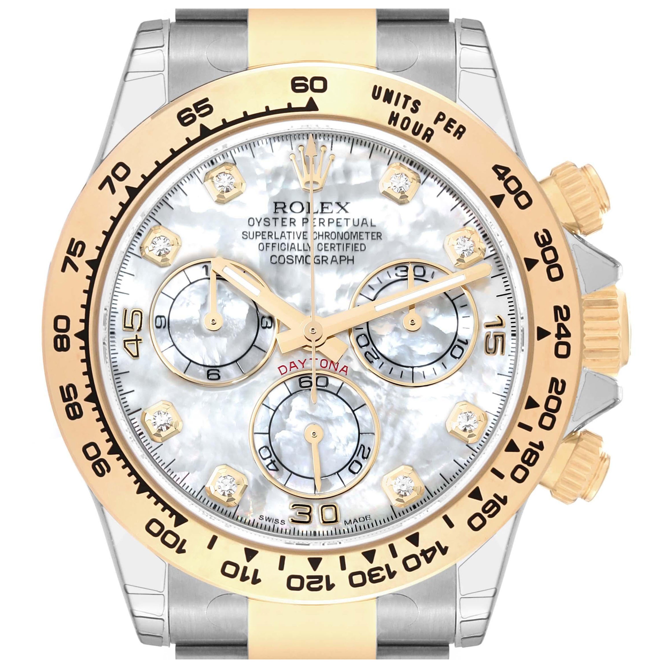 Rolex Daytona Steel Yellow Gold MOP Diamond Mens Watch 116503 Unworn NOS