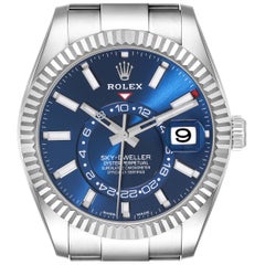 Used Rolex Sky-Dweller Blue Dial Steel White Gold Mens Watch 326934 Box Card