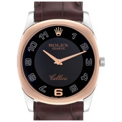 Rolex Cellini Danaos White Rose Gold Black Dial Mens Watch 4233 Box Card