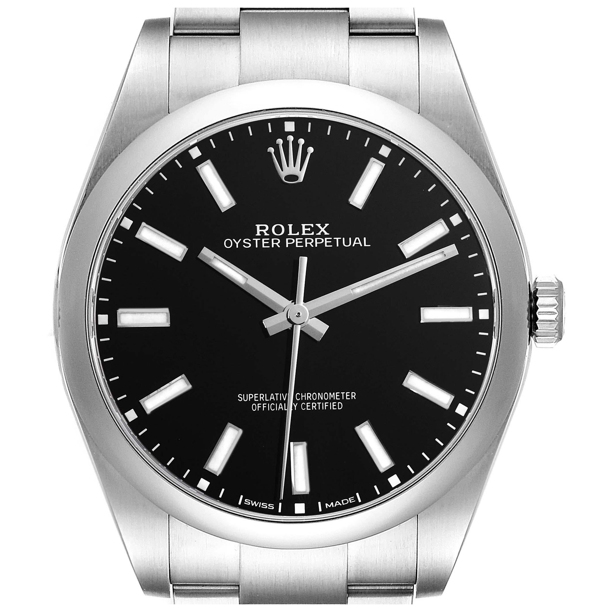 Rolex Oyster Perpetual 39 Black Dial Steel Mens Watch 114300