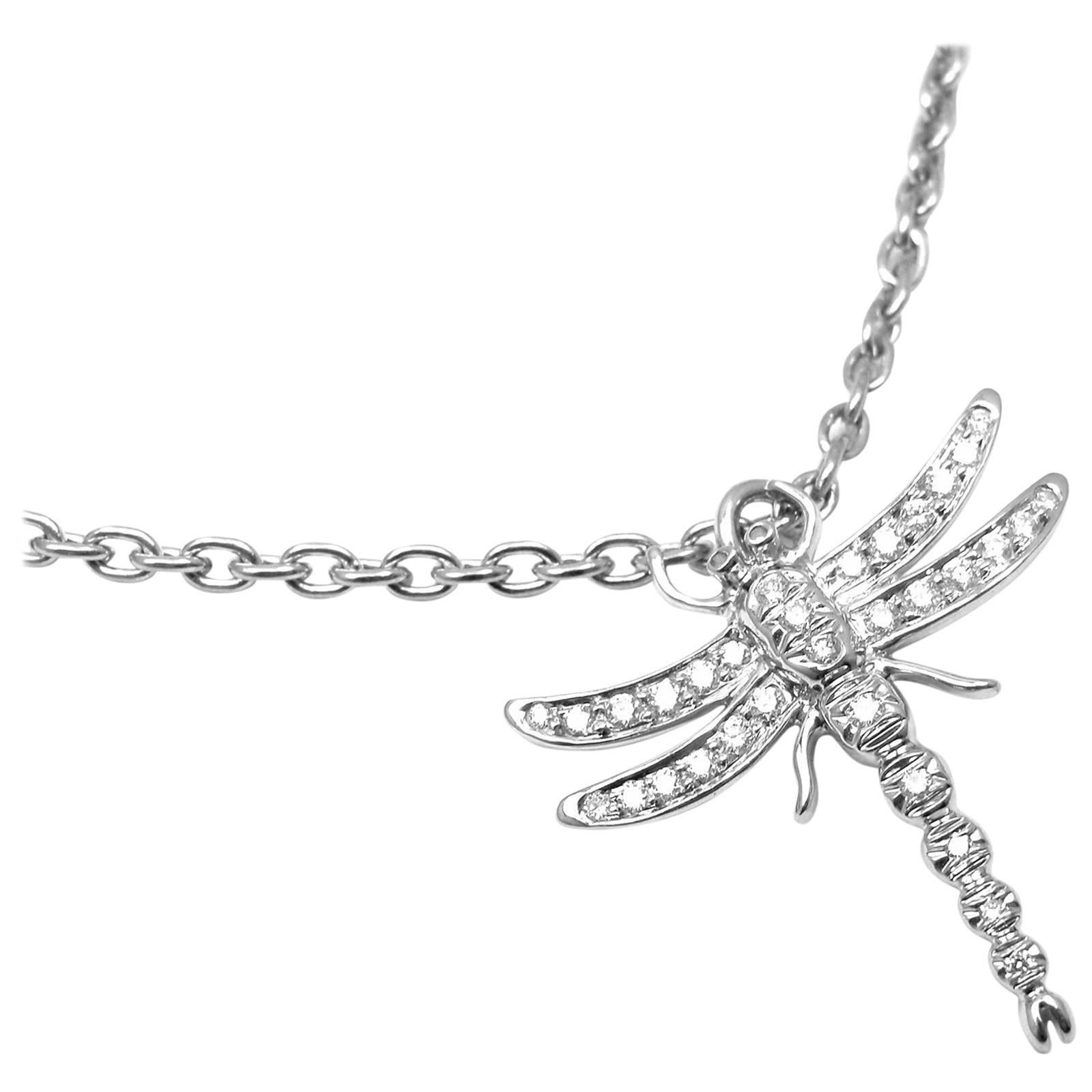 Tiffany & Co Dragonfly Diamond Platinum Pendant Necklace