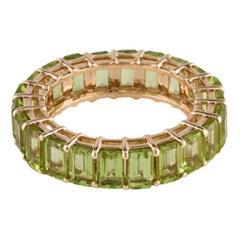 14K 7.27ctw Peridot Eternity Band Ring Size 7 - Stunning Statement Piece