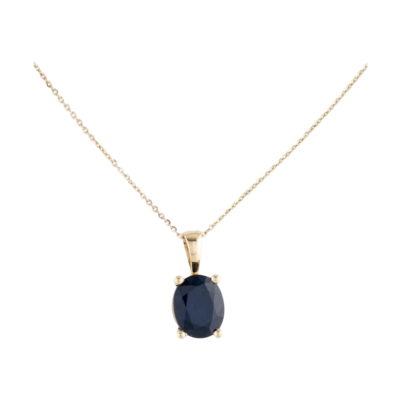 14K 3.61ct Sapphire Pendant Necklace - Timeless Elegance, Statement Jewelry