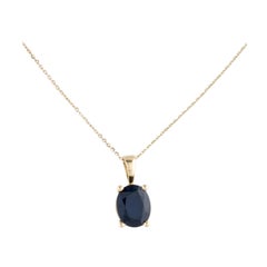 14K 3.61ct Sapphire Pendant Necklace - Timeless Elegance, Statement Jewelry