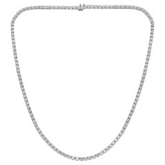 Diana M. maßgefertigte 11,00 Karat Diamant-Halskette aus 14k Weißgold mit 4 Zacken und 16,5" Diamanten 