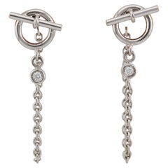 Hermes - Boucles d'oreilles or blanc 18 carats avec diamants et anneaux en forme de triangle