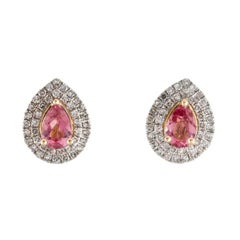14K Tourmaline Diamond Stud Earrings - Fine Gemstone Statement Jewelry, Luxury