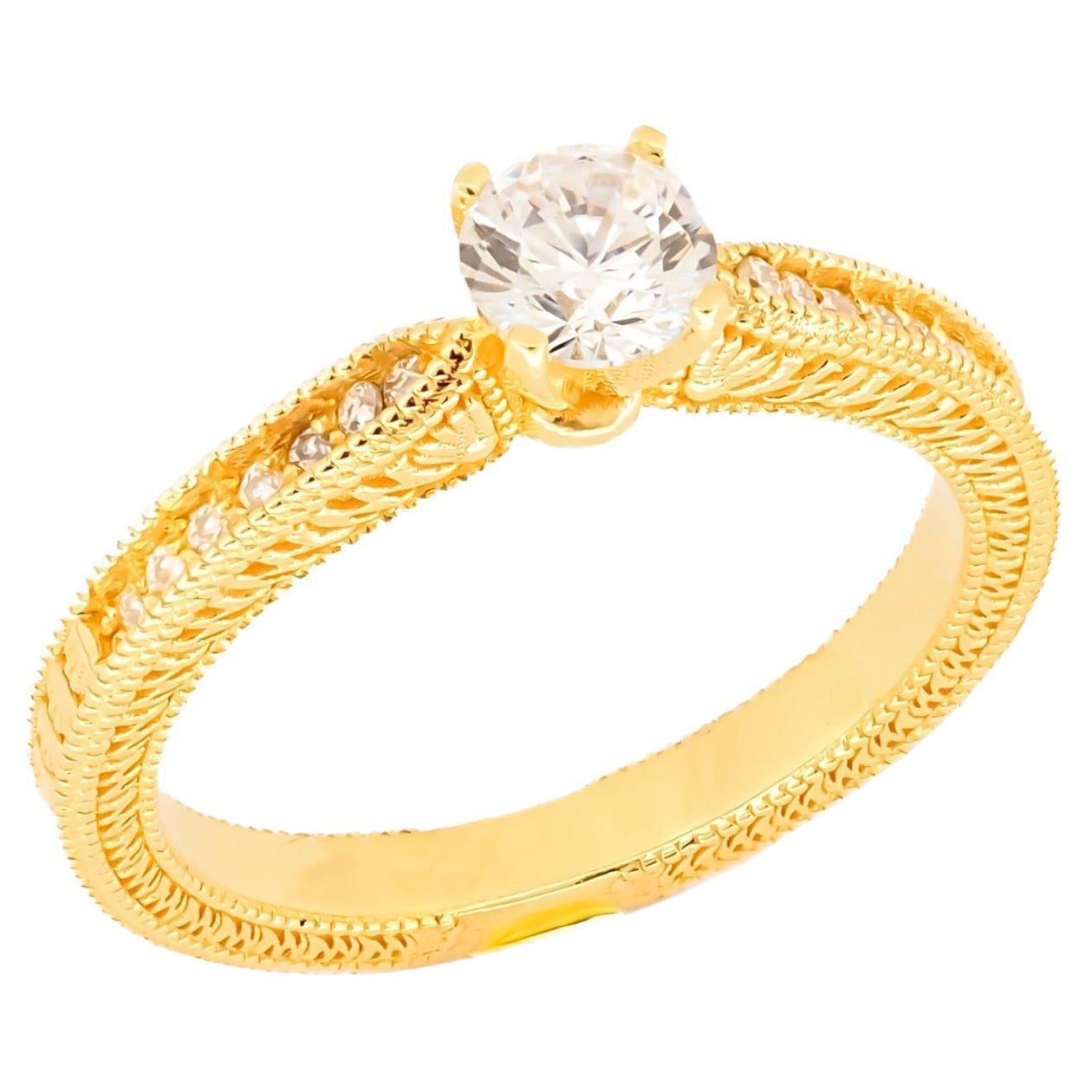 1 ct moissanite 14k gold engagement ring. For Sale