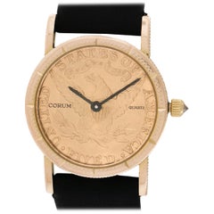 Used Corum 18k Yellow Gold 23mm Five $5 Dollar Coin Wrist Watch Ref. 122