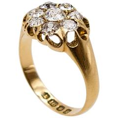 Victorian Antique Diamond Gold Cluster Ring 6