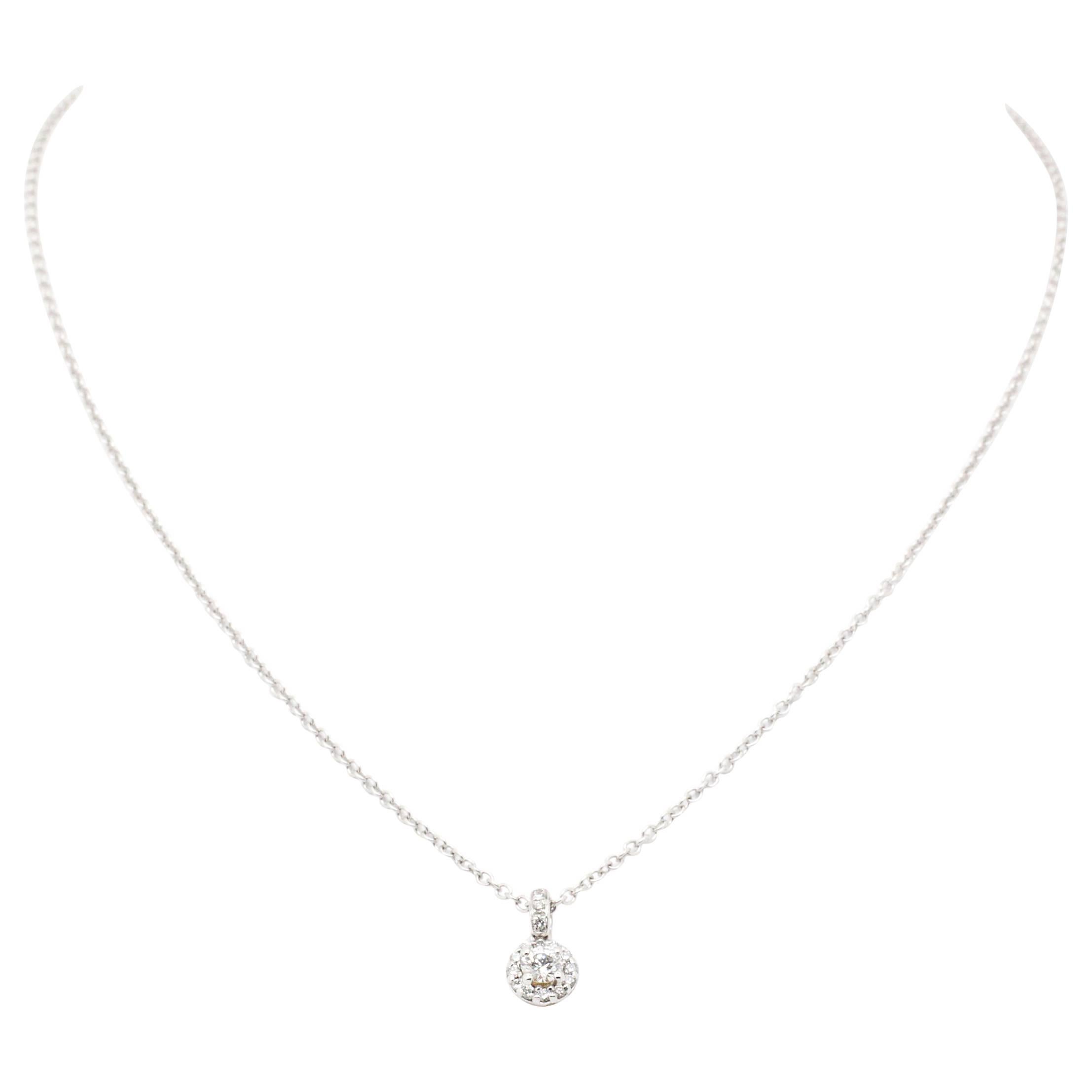 Ferrucci 0.26 carat Diamonds Halo 18k white gold Necklace