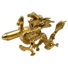 Delightful Roaring Dragon Gold Cufflinks 10
