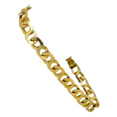 14 Karat Yellow Gold Men's Figure 8 Curb Link Bracelet Italy 