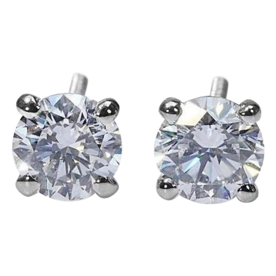 Captivant boucles d'oreilles en diamants ronds brillants 2ct D VVS1