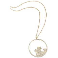 Paige Novick Open Diamond Pavé Gold Missing Piece Collection Pendant Necklace