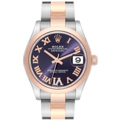 Rolex Datejust Midsize Steel Rose Gold Diamond Dial Ladies Watch 278241 Box Card