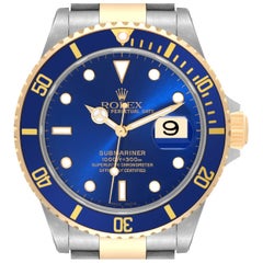Used Rolex Submariner Blue Dial Steel Yellow Gold Mens Watch 16613