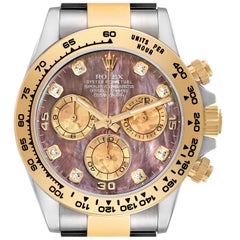 Rolex Daytona Steel Yellow Gold Mother of Pearl Diamond Watch 116503 Box Card