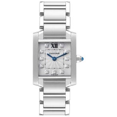 Cartier, petite montre Tank Francaise en acier avec cadran en diamants pour femmes WE110006