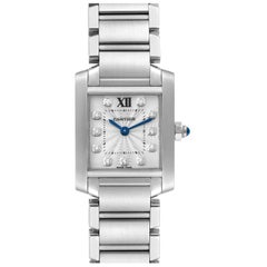Cartier, petite montre Tank Francaise en acier avec cadran en diamants pour femmes WE110006