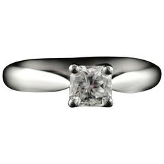 Modern Square Radiant Diamond Solitaire Platinum Engagement Ring 8