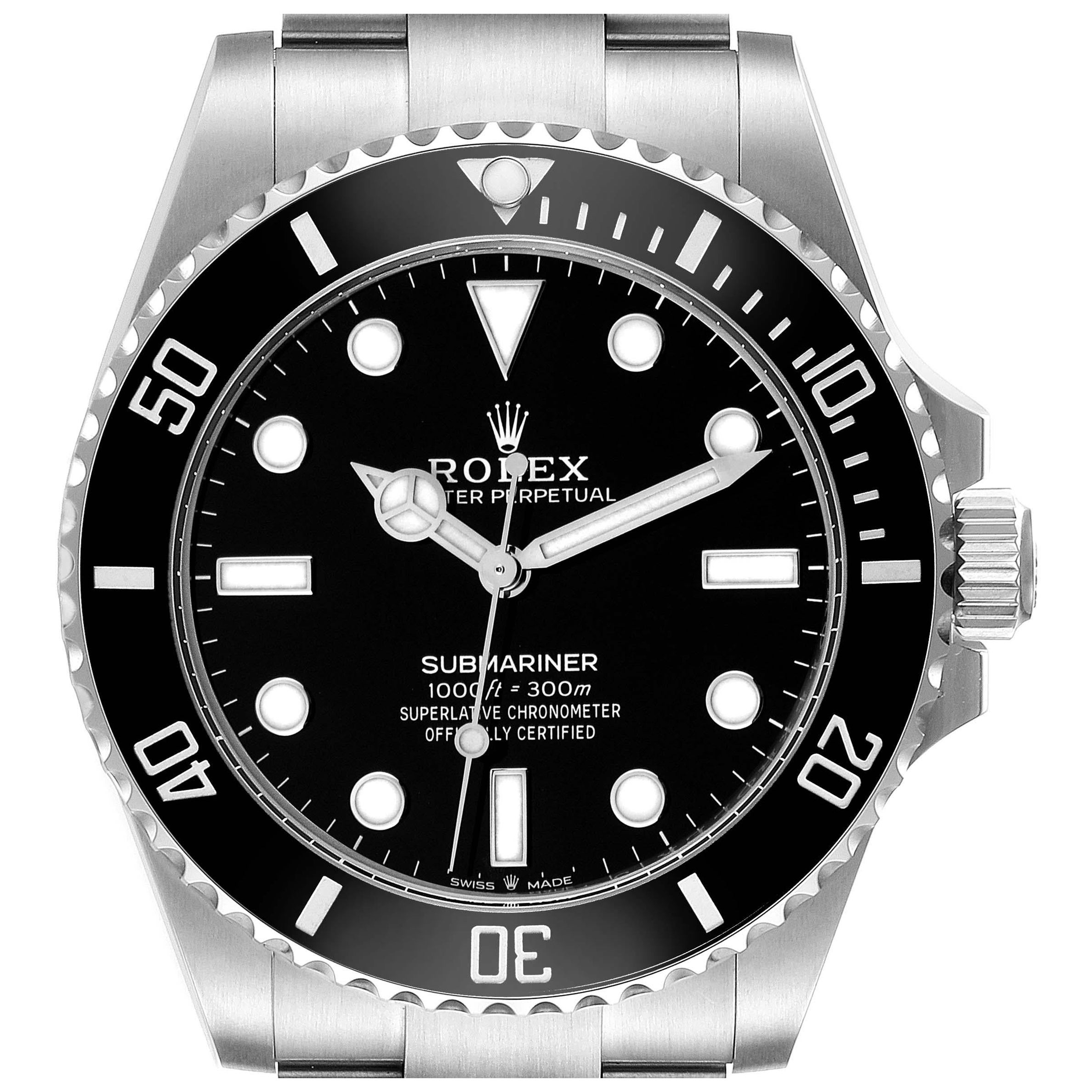 Rolex Submariner Non-Date Ceramic Bezel Steel Mens Watch 124060 Box Card