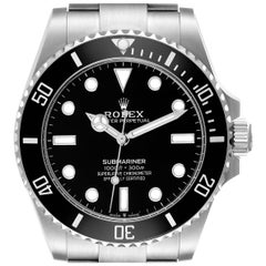 Used Rolex Submariner Non-Date Ceramic Bezel Steel Mens Watch 124060 Box Card