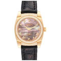 Used Rolex Cellini Cestello Yellow Gold Mother of Pearl Diamond Ladies Watch 6311