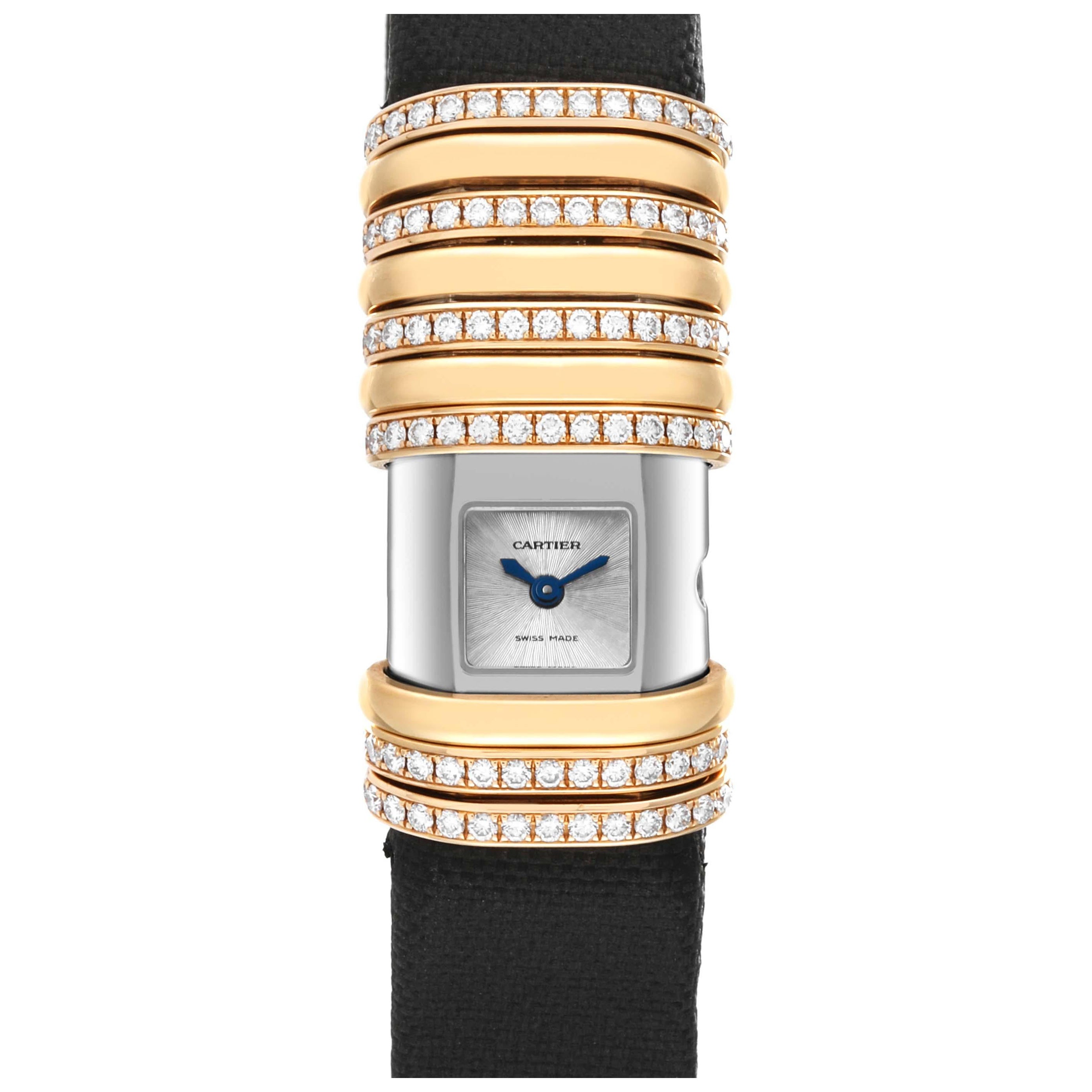 Cartier Declaration Yellow Gold Titanium Diamond Ladies Watch WT000150 For Sale