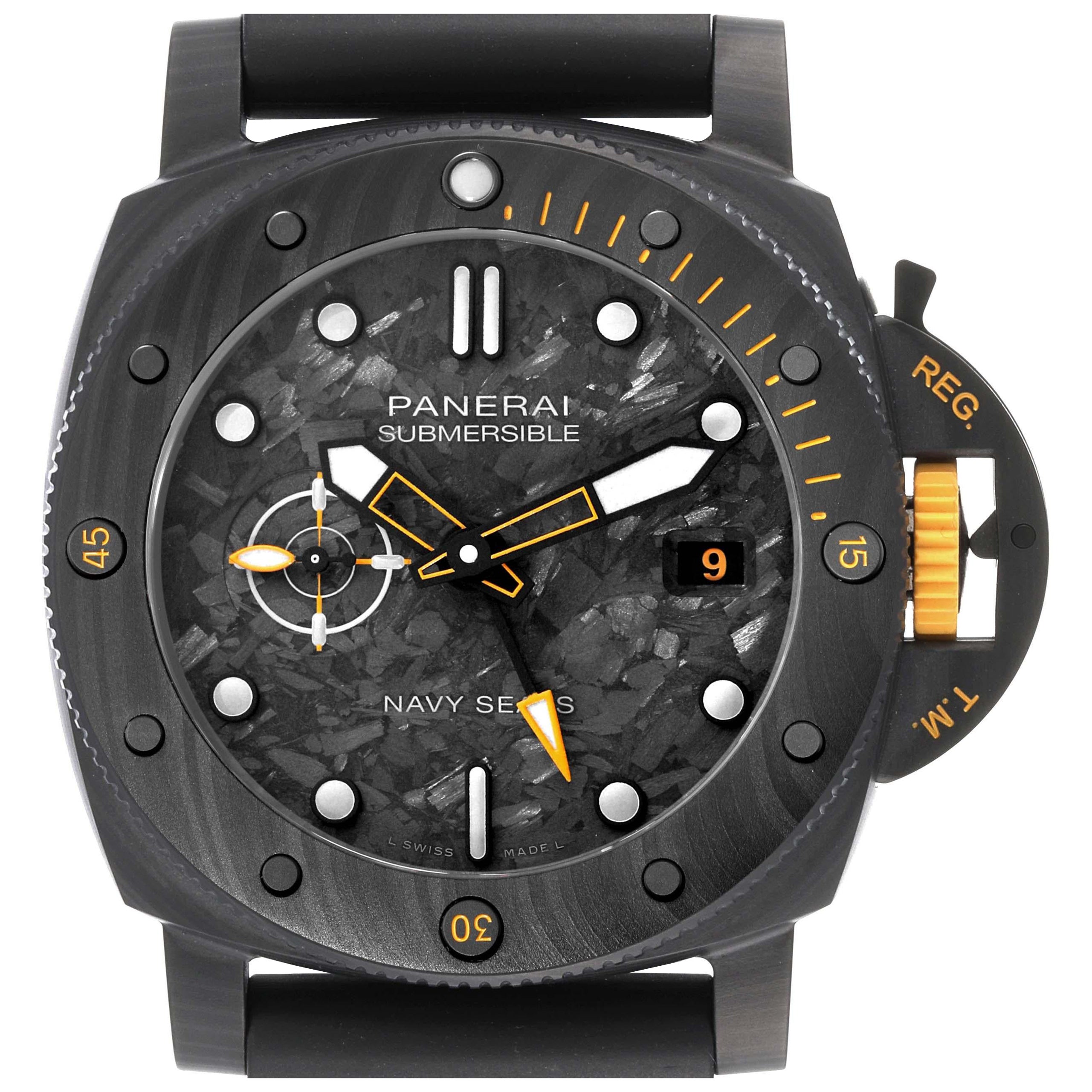 Panerai Submersible GMT Navy Seals LE Carbotech Mens Watch PAM01324 Box Card