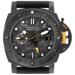 Used Panerai Submersible GMT Navy Seals LE Carbotech Mens Watch PAM01324 Box Card