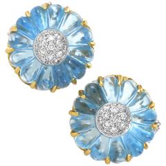 Ponte Vecchio Diamond Topaz Multi-Tone Gold Flower Earrings