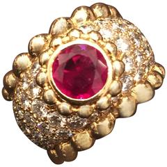 Chanel Ruby Diamond Gold Ring 12