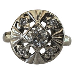Vintage Art Deco Round Diamond Pinky Ring 