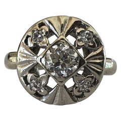 Art Deco Round Diamond Pinky Ring