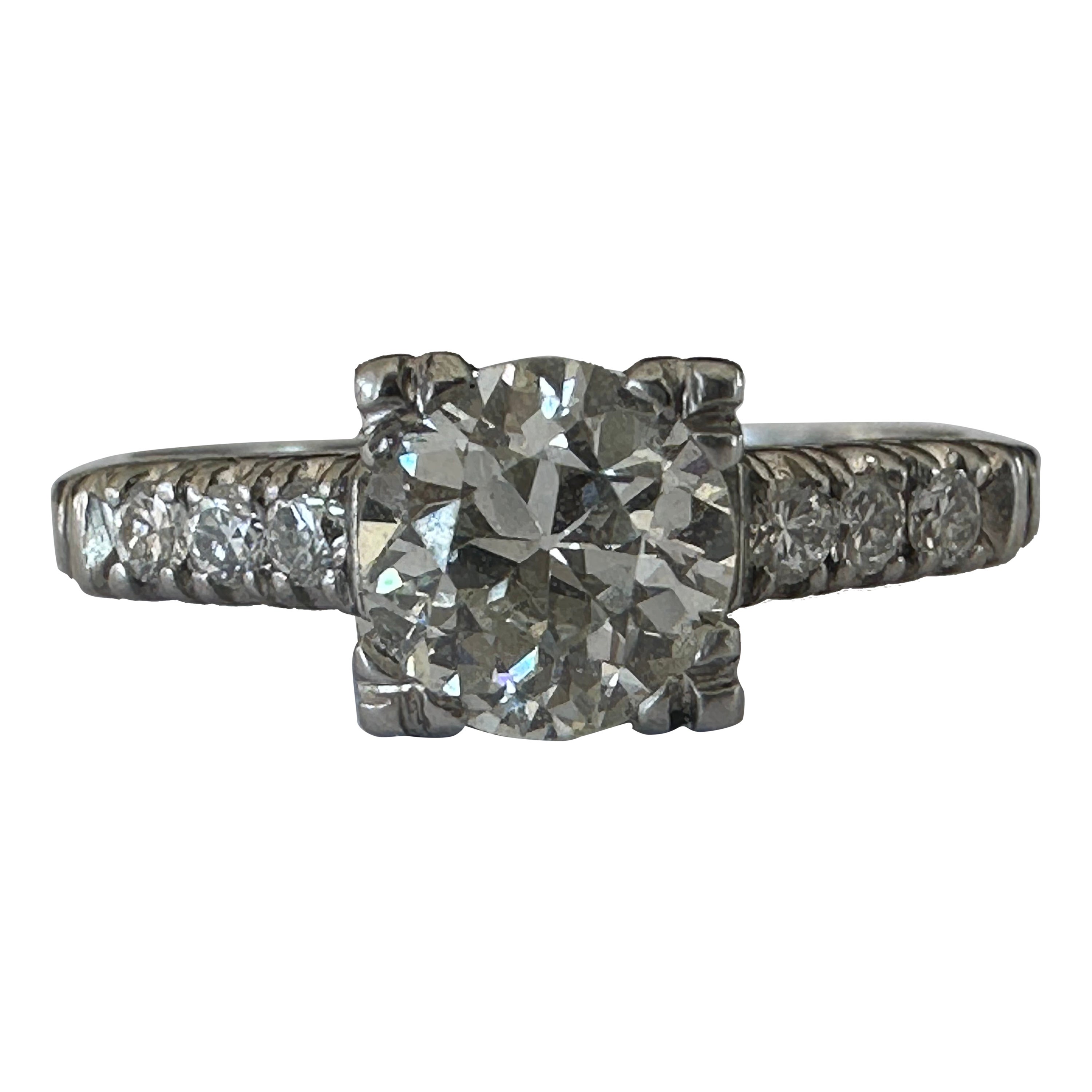 Art Deco Old European Cut Diamond Engagement Ring  For Sale