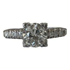 Retro Art Deco Old European Cut Diamond Engagement Ring 