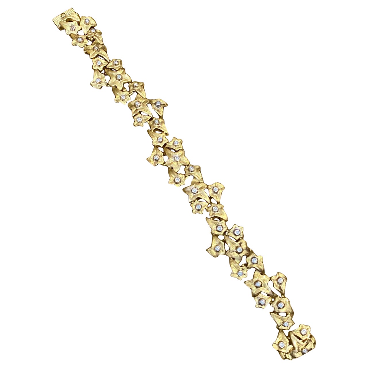 Roberto Coin Bracelet vintage feuille de diamants en or jaune 18 carats en vente