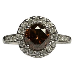 Estate Natural Chocolate Diamond Halo Ring