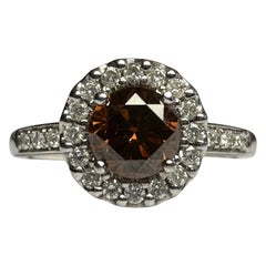 Estate Natural Chocolate Diamond Halo Ring 