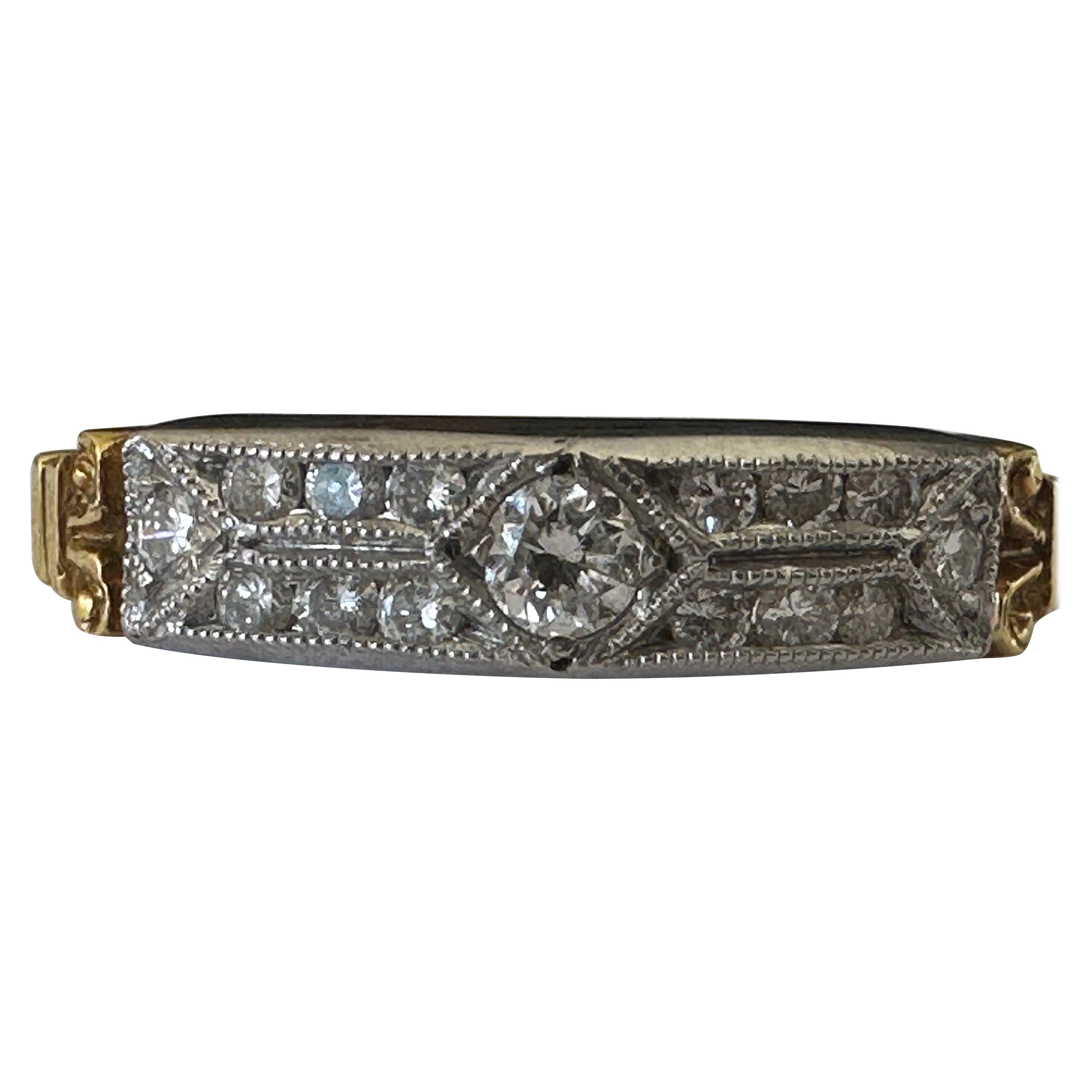 Estate Whitehouse Brothers Two-Tone Diamond Wedding Ring  For Sale