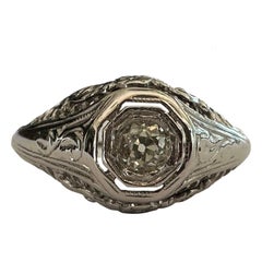 Art Deco Diamond and Filigree Solitaire Ring