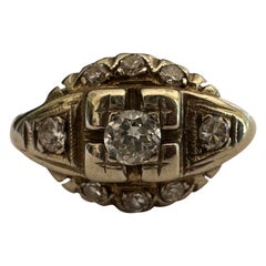 Antique Victorian Two-Tone 14K Gold Diamond Ring  
