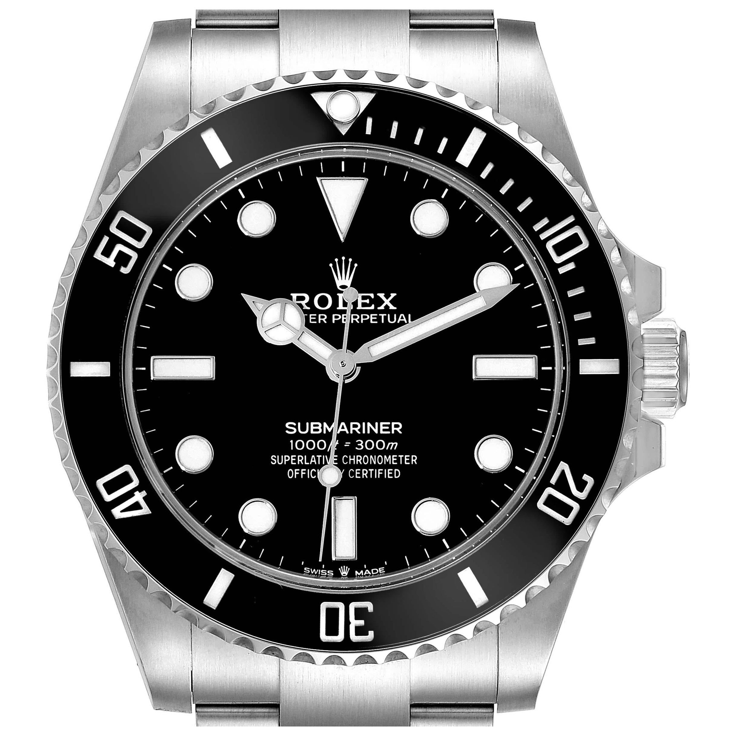Rolex Submariner Non-Date Ceramic Bezel Steel Mens Watch 124060 Box Card For Sale