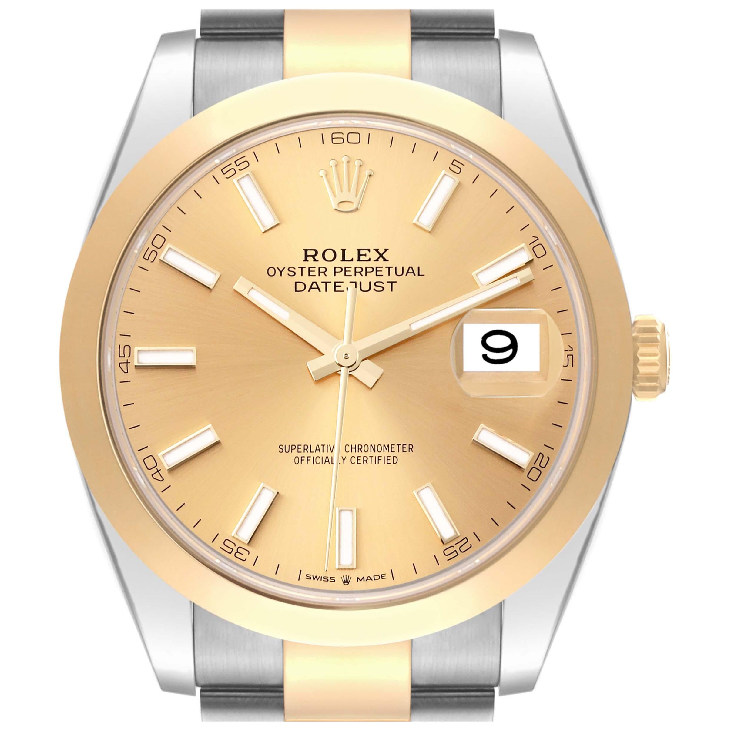 Rolex Datejust 41 Steel Yellow Gold Smooth Bezel Mens Watch 126303 Unworn