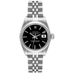 Rolex Datejust 26 Steel White Gold Black Dial Ladies Watch 79174 Box Papers